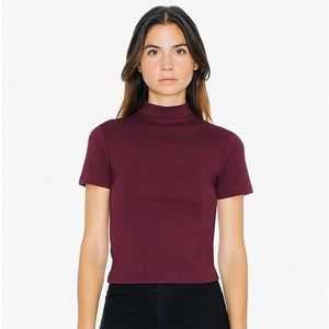 American Apparel Maroon mock neck tee